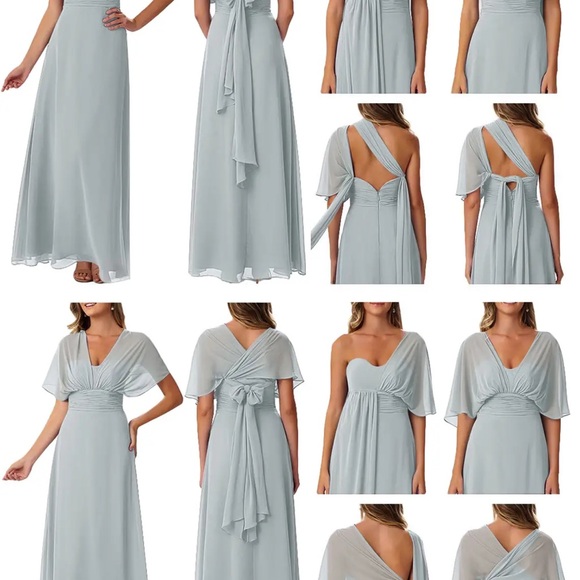 WEDDING BRIDESMAID PROM AZAZIE Grey A-Line Strapless Chiffon Convertible Dress 👗 - Picture 11 of 15